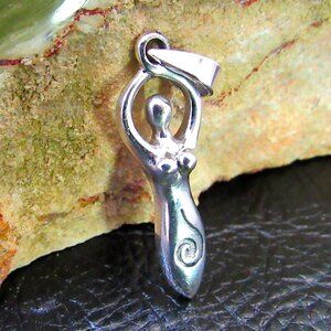 Solid 925 Sterling Silver Spiral Goddess Pendant – Feminine Energy Symbol Charm